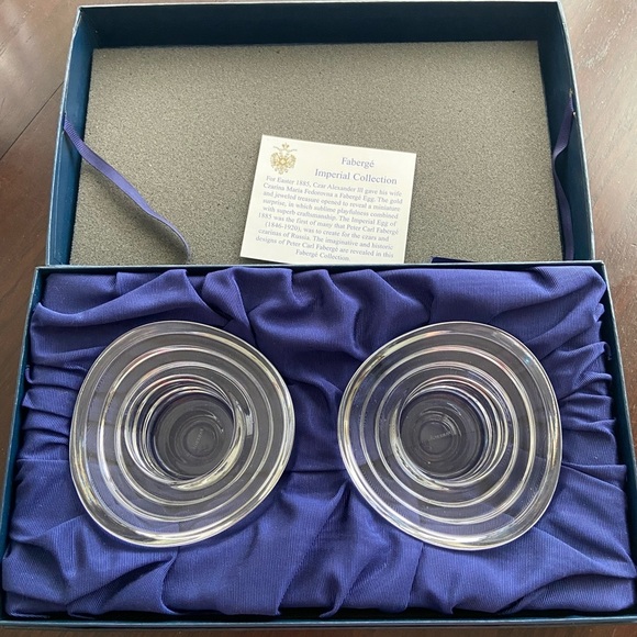 FABREGE Imperial Collection Luxe Oblong Glass Crystal Votives in Display Box - Picture 2 of 13